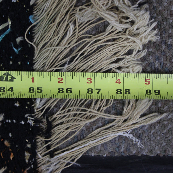 Turkish? Rug 85" x 46" Black Orange Multi Colored Hand Made Rug