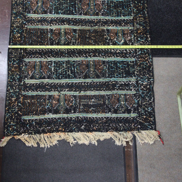 Turkish? Rug 85" x 46" Black Orange Multi Colored Hand Made Rug