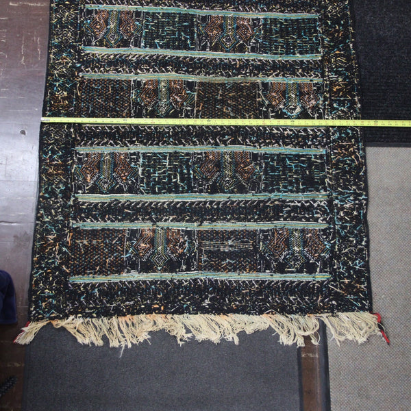 Turkish? Rug 85" x 46" Black Orange Multi Colored Hand Made Rug