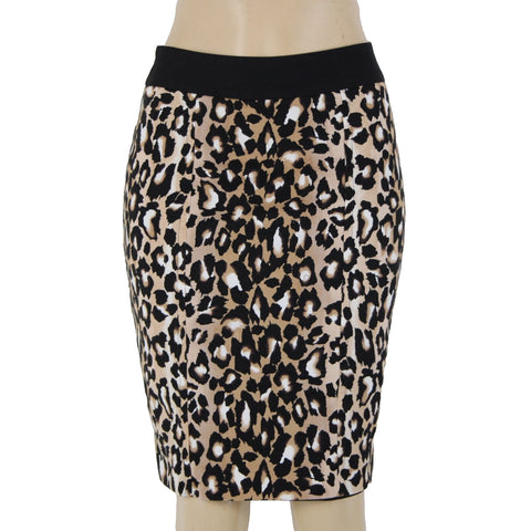 White House Blk Sz 4 Brown Black White Animal Print Polyester Lined Pencil Skirt