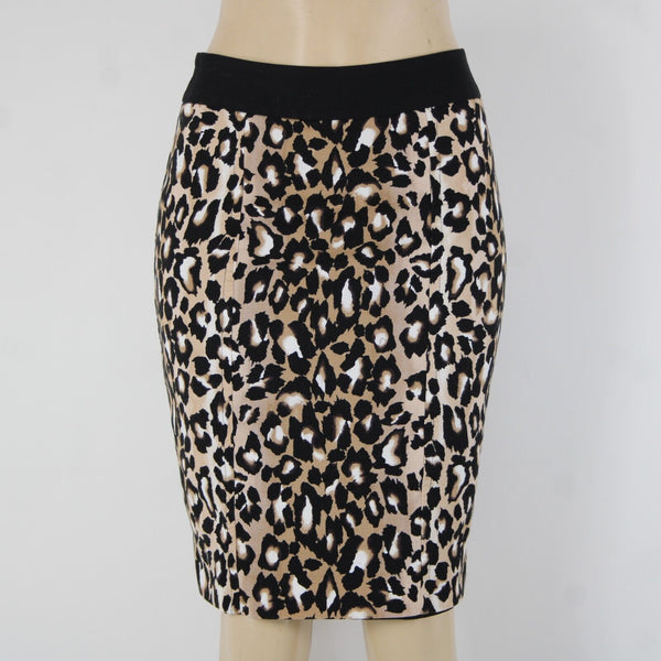 White House Blk Sz 4 Brown Black White Animal Print Polyester Lined Pencil Skirt