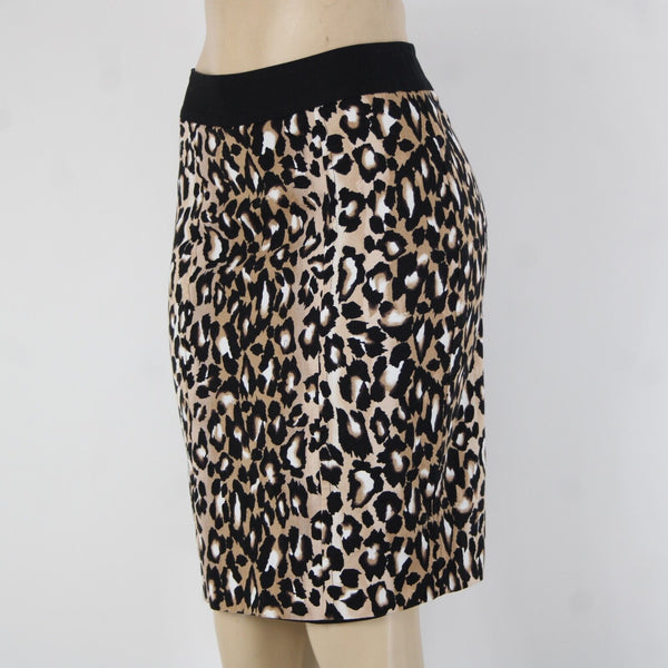 White House Blk Sz 4 Brown Black White Animal Print Polyester Lined Pencil Skirt
