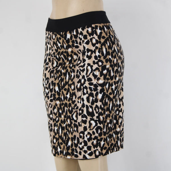 White House Blk Sz 4 Brown Black White Animal Print Polyester Lined Pencil Skirt