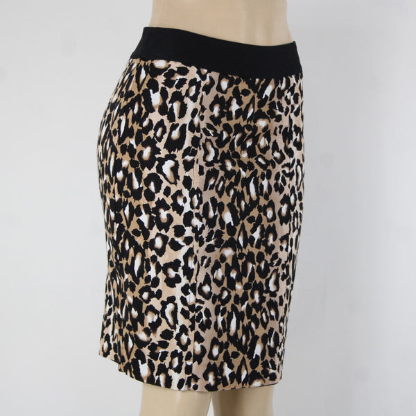 White House Blk Sz 4 Brown Black White Animal Print Polyester Lined Pencil Skirt