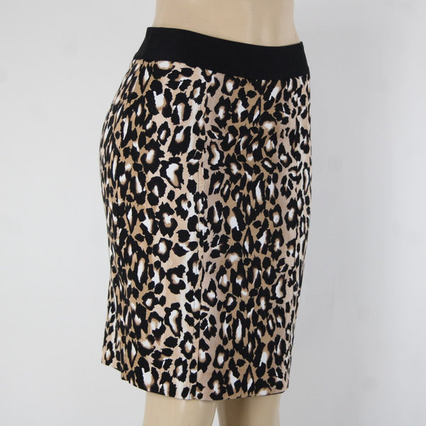 White House Blk Sz 4 Brown Black White Animal Print Polyester Lined Pencil Skirt