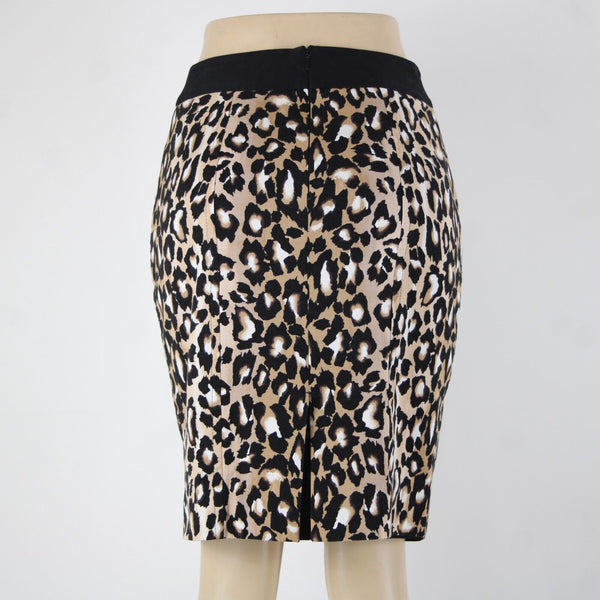 White House Blk Sz 4 Brown Black White Animal Print Polyester Lined Pencil Skirt