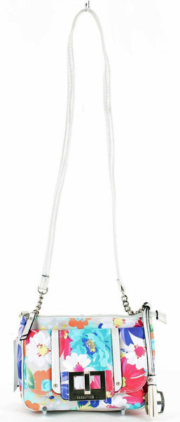 Ellen Tracy NEW $59 8 x 6 x 2.75 Pearl White Multi Zip Vegan Leather Purse