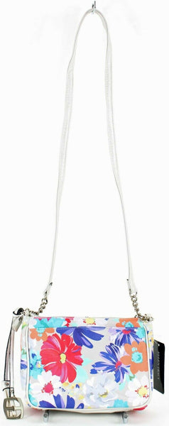 Ellen Tracy NEW $59 8 x 6 x 2.75 Pearl White Multi Zip Vegan Leather Purse
