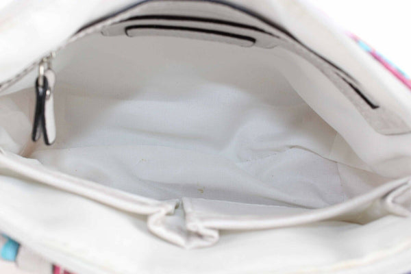 Ellen Tracy NEW $59 8 x 6 x 2.75 Pearl White Multi Zip Vegan Leather Purse
