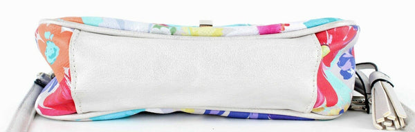 Ellen Tracy NEW $59 8 x 6 x 2.75 Pearl White Multi Zip Vegan Leather Purse