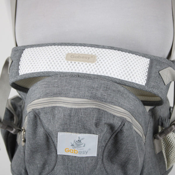 Gabesy Gray Cream Waist Seat With Storage Space Baby Carrier