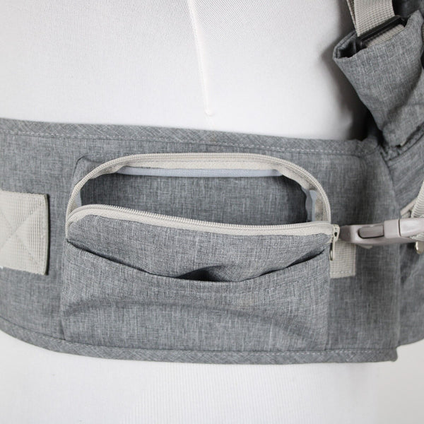 Gabesy Gray Cream Waist Seat With Storage Space Baby Carrier