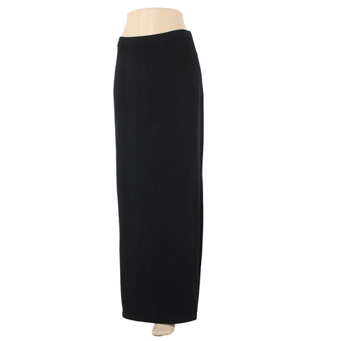 St John Basics Sz 6 Black Santana Knit Long Black Side Slit Maxi Skirt