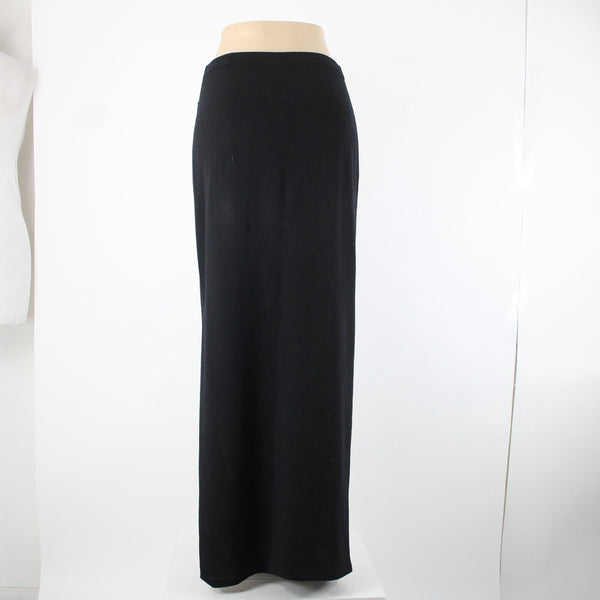 St John Basics Sz 6 Black Santana Knit Long Black Side Slit Maxi Skirt