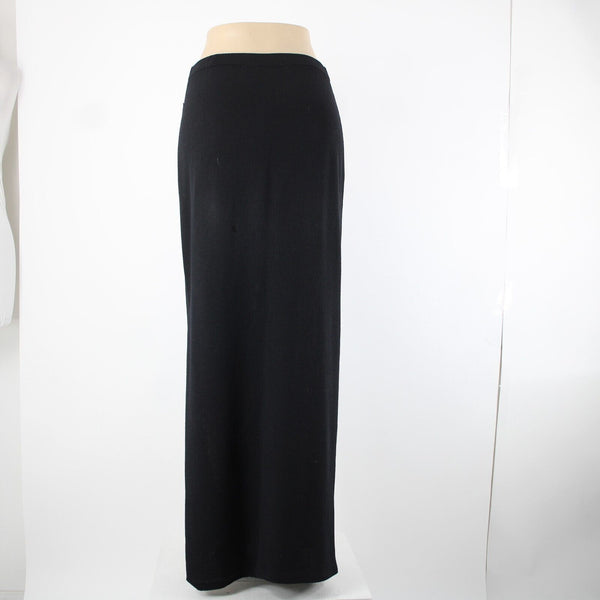 St John Basics Sz 6 Black Santana Knit Long Black Side Slit Maxi Skirt