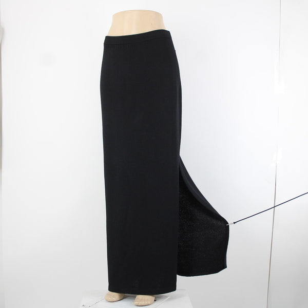 St John Basics Sz 6 Black Santana Knit Long Black Side Slit Maxi Skirt