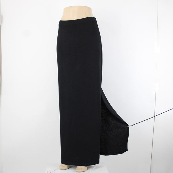 St John Basics Sz 6 Black Santana Knit Long Black Side Slit Maxi Skirt