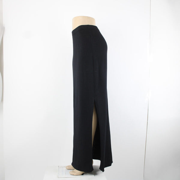 St John Basics Sz 6 Black Santana Knit Long Black Side Slit Maxi Skirt