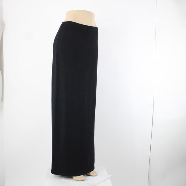 St John Basics Sz 6 Black Santana Knit Long Black Side Slit Maxi Skirt