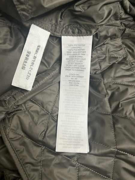 COACH NEW Sz S Taupe Brown Leather Trim Removable Vest Lined Polyester Jacket