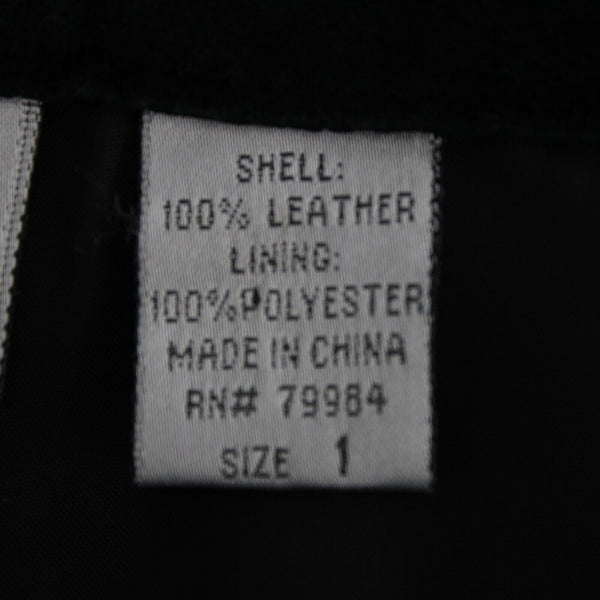 Chicos Sz 1 X 32 Black Suede Lined Straight Leg Pockets Leather Polyester Pant