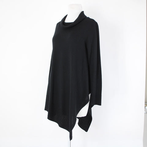 Eileen Fisher Sz XS Black Turtle Neck Asymm Long Sleeve 100% Merino Wool Sweater