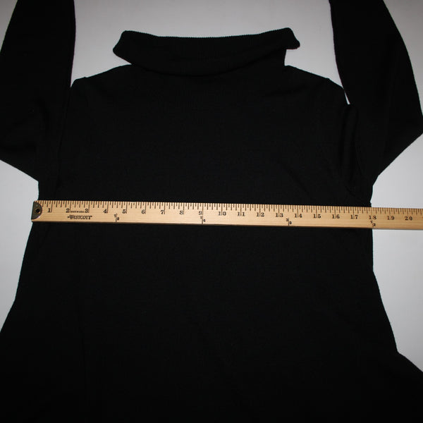 Eileen Fisher Sz XS Black Turtle Neck Asymm Long Sleeve 100% Merino Wool Sweater