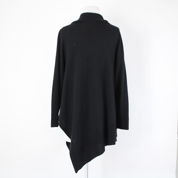 Eileen Fisher Sz XS Black Turtle Neck Asymm Long Sleeve 100% Merino Wool Sweater
