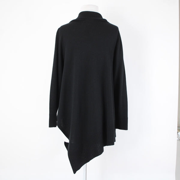 Eileen Fisher Sz XS Black Turtle Neck Asymm Long Sleeve 100% Merino Wool Sweater
