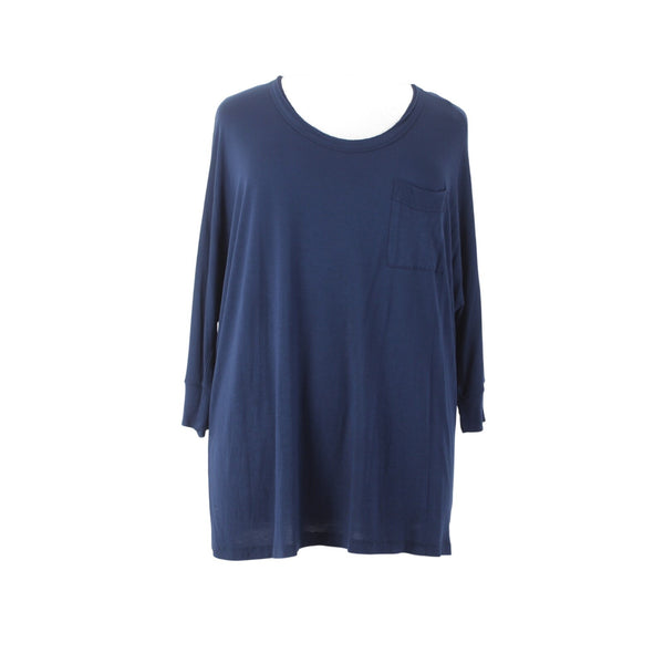 Cynthia Rowley Top NEW Sz 2X Navy Blue Round Neck 3/4 Sleeve 100% Rayon Top