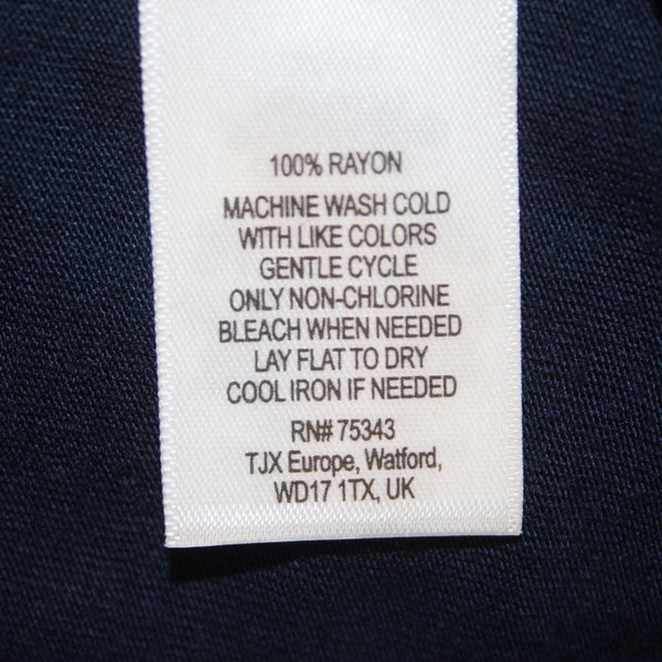 Cynthia Rowley Top NEW Sz 2X Navy Blue Round Neck 3/4 Sleeve 100% Rayon Top