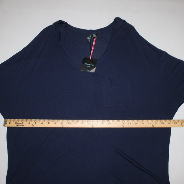 Cynthia Rowley Top NEW Sz 2X Navy Blue Round Neck 3/4 Sleeve 100% Rayon Top