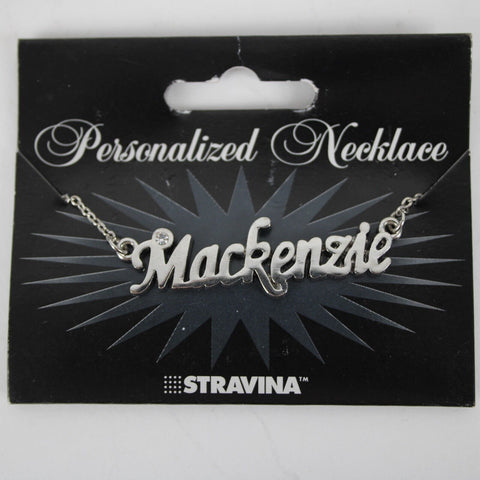 MACKENZIE NEW Name Silvertone Rhinestone 14.5"w4.5" Multi Ring Extender Necklace