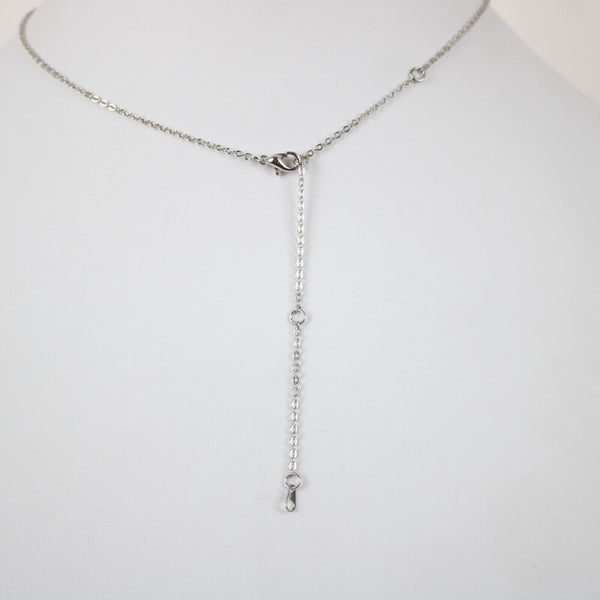 MACKENZIE NEW Name Silvertone Rhinestone 14.5"w4.5" Multi Ring Extender Necklace