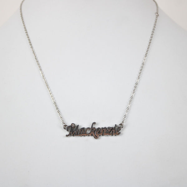 MACKENZIE NEW Name Silvertone Rhinestone 14.5"w4.5" Multi Ring Extender Necklace