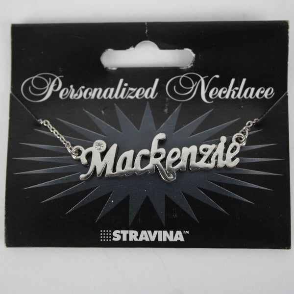 MACKENZIE NEW Name Silvertone Rhinestone 14.5"w4.5" Multi Ring Extender Necklace