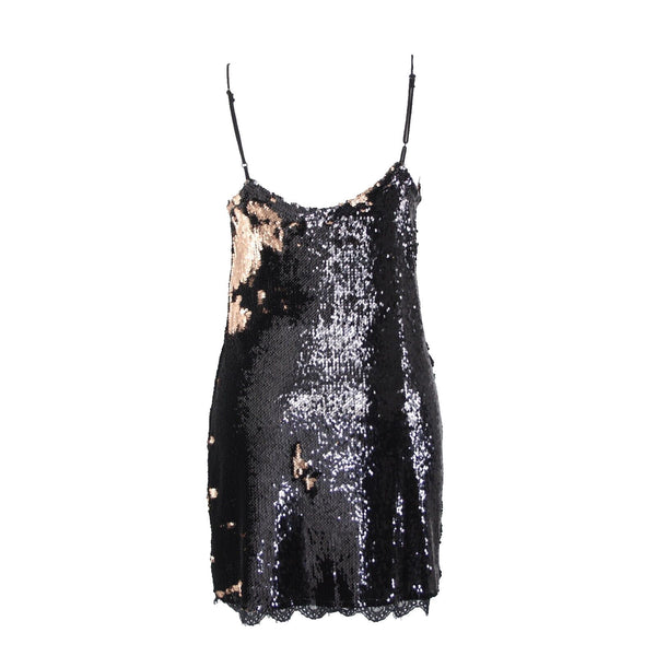 Free People NEW $98 Sz M Rose Pink Night Combo Sequin Rayon Spandex Dress