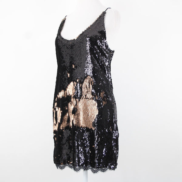 Free People NEW $98 Sz M Rose Pink Night Combo Sequin Rayon Spandex Dress