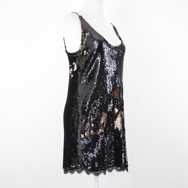 Free People NEW $98 Sz M Rose Pink Night Combo Sequin Rayon Spandex Dress
