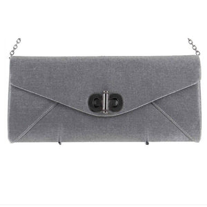 Sondra Roberts 11 x 5 x 1.25 Gray Silver Shimmer Clutch to Shoulder Purse
