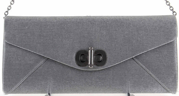 Sondra Roberts 11 x 5 x 1.25 Gray Silver Shimmer Clutch to Shoulder Purse