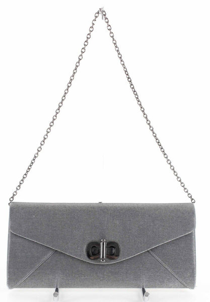 Sondra Roberts 11 x 5 x 1.25 Gray Silver Shimmer Clutch to Shoulder Purse