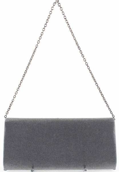 Sondra Roberts 11 x 5 x 1.25 Gray Silver Shimmer Clutch to Shoulder Purse
