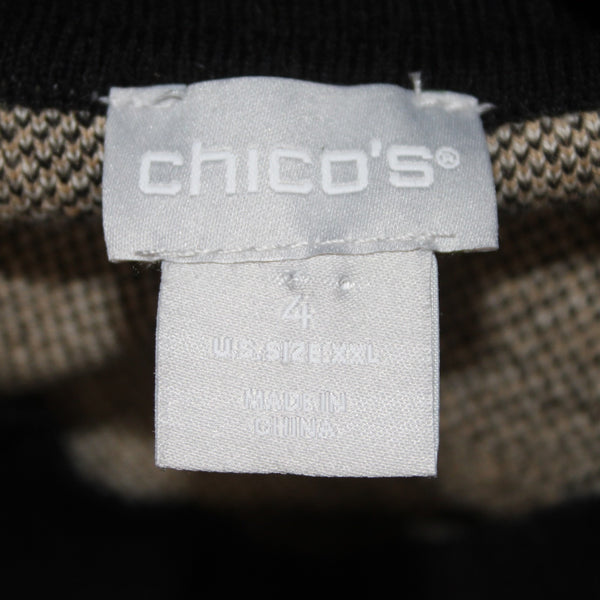Chicos Sweater NEW $119 Sz 4 Brown Black Animal Print  Knit Tunic Cotton Sweater