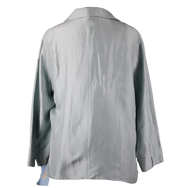 Sigrid Olsen NEW $148 Sz 2X Aqua Fresca Seabird Light Blue V Neck Silk Linen Top