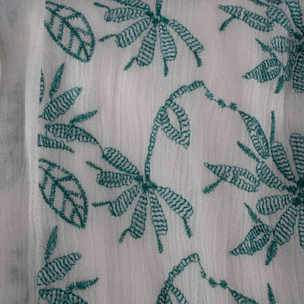 Lilka Sz S Mint Ivory Embroidered Pintuck Ruffled Lace Hem Rayon Boho Top