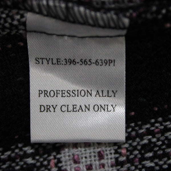 Roper Sz XL Black White Pink Unlined Collared Pockets 100% Acrylic Tweed Jacket