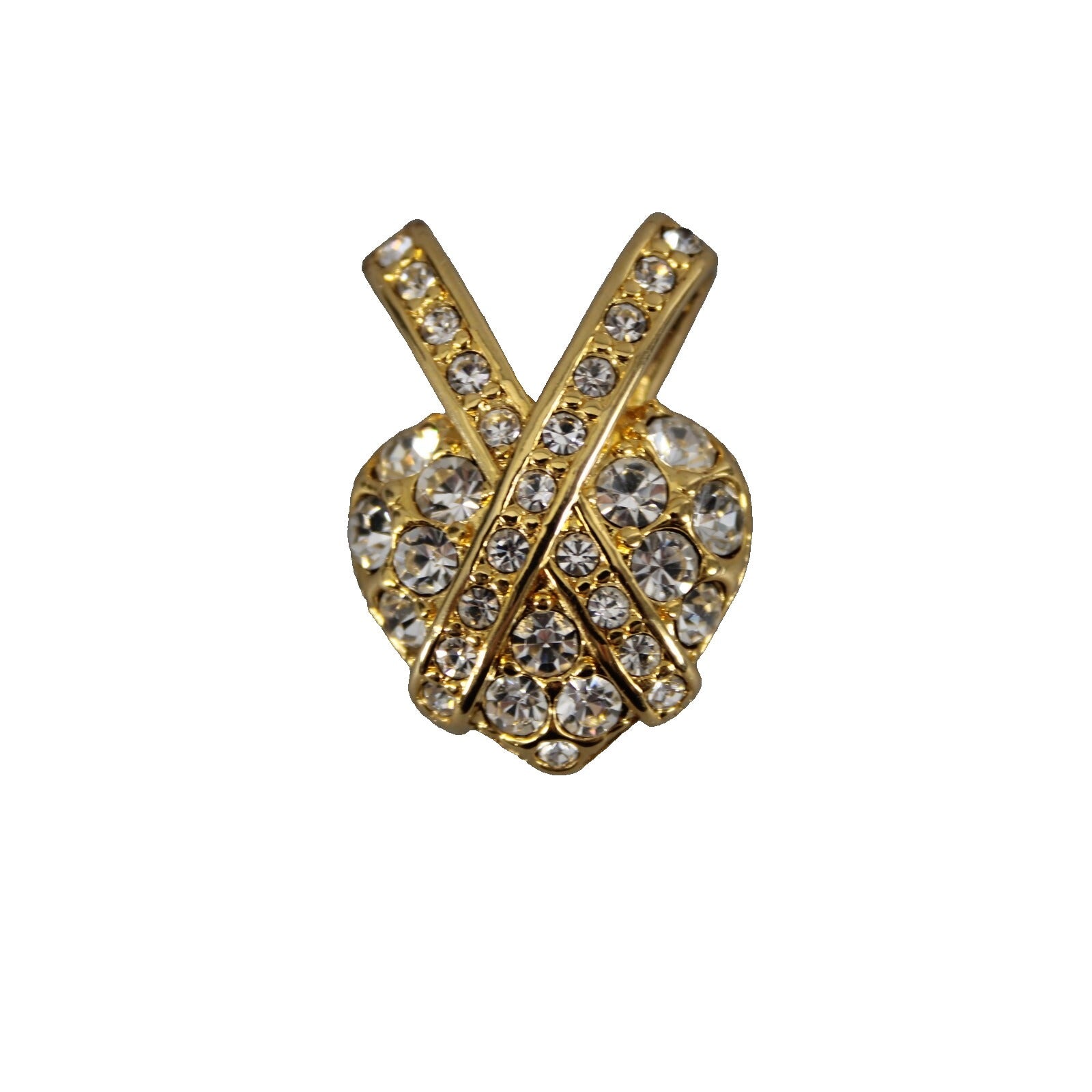 Nolan Miller Goldtone Cubic Zirconia Pave Heart X Pendant