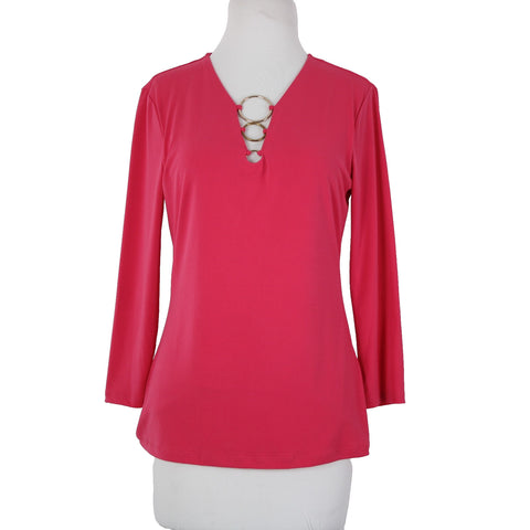 INC NEW $50 Rtw Inc Party Sz S Pink Peacock Bronze Hardware Poly Spandex Top