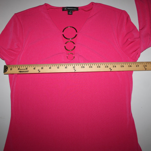 INC NEW $50 Rtw Inc Party Sz S Pink Peacock Bronze Hardware Poly Spandex Top
